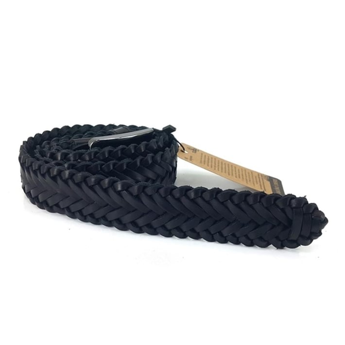 M601 Hakiki Deri Örgü Kemer 3,5 Cm - Siyah nehironline