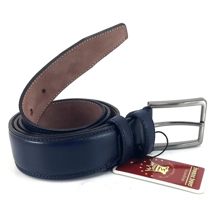 Saraç 1101 24K Erkek Klasik Dikişli Kemer - Lacivert nehironline
