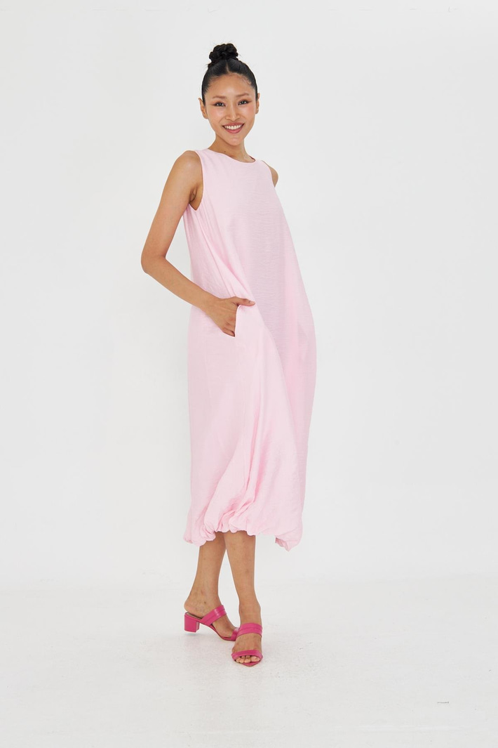 Sıfır Kol Balon Etekli Elbise