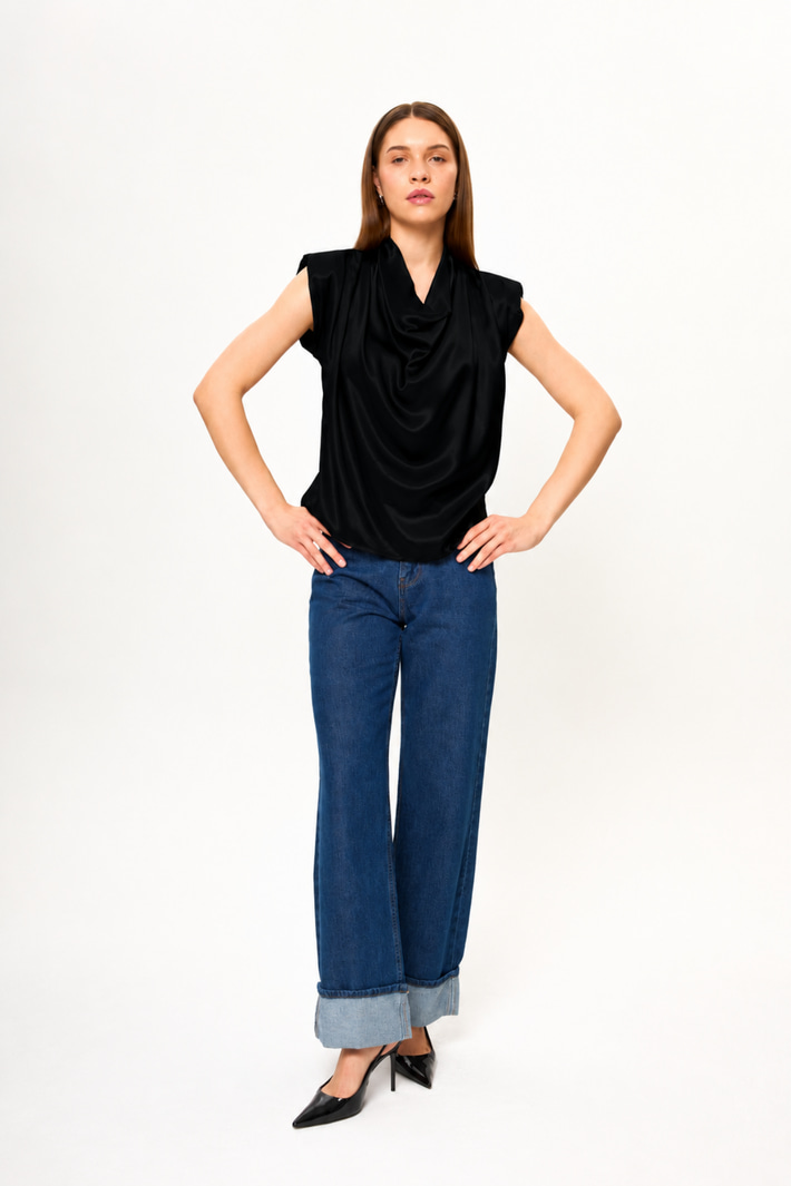 Drape Düşük Kol Bluz