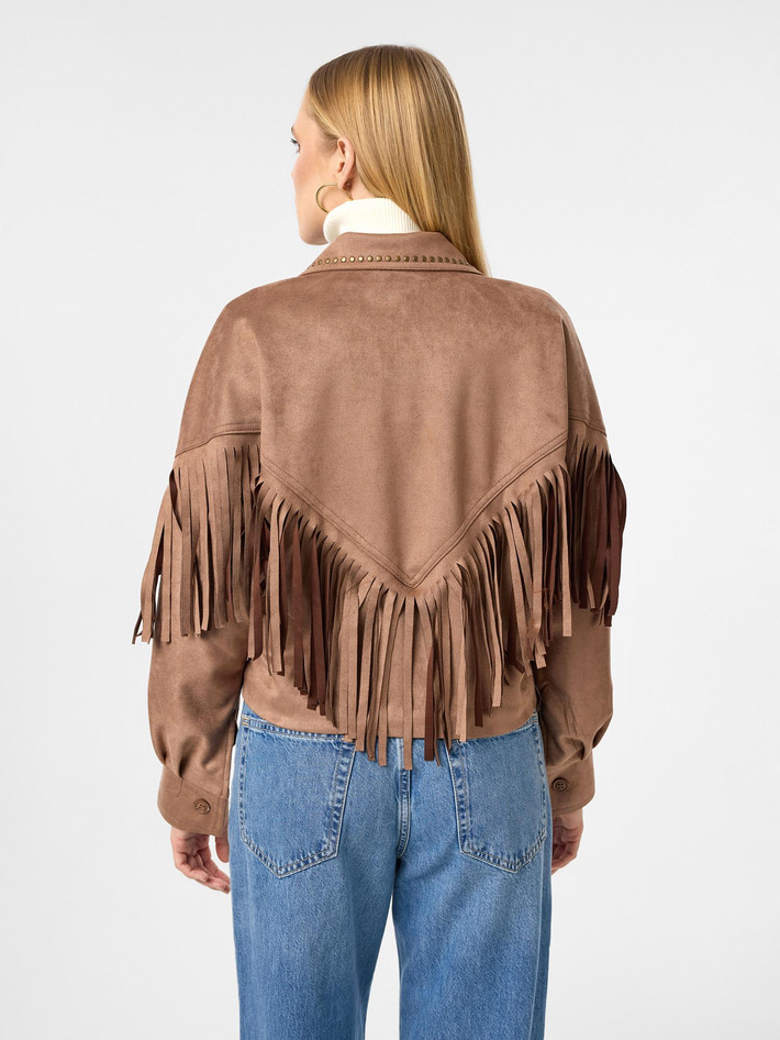 Püskül Detaylı Süet Ceket