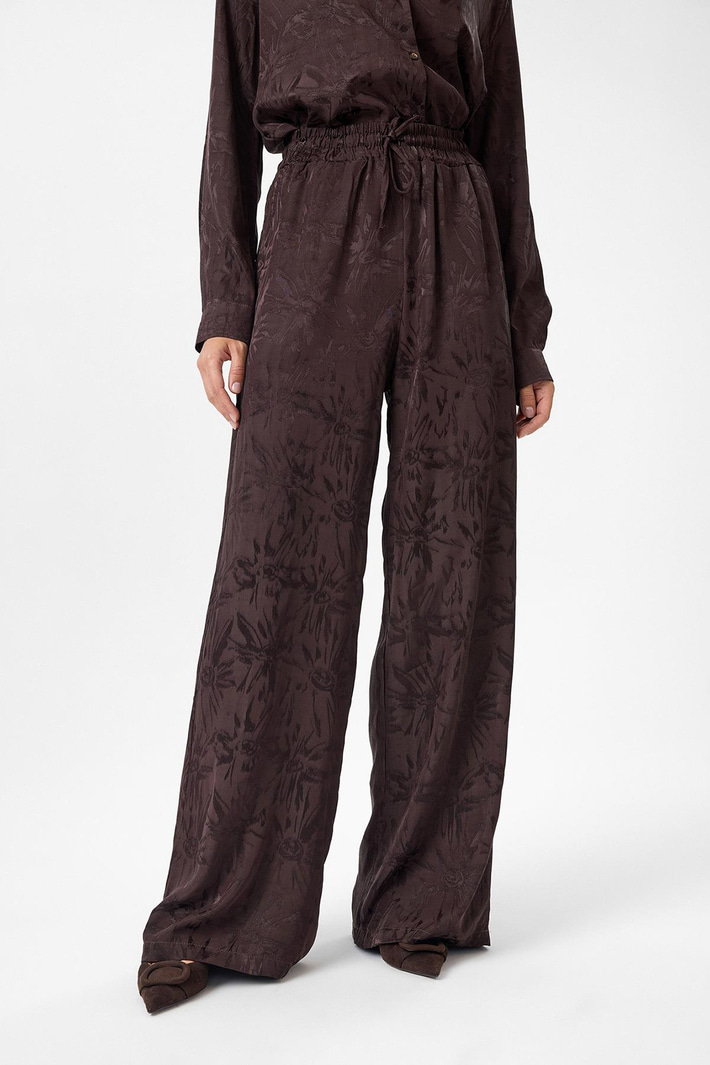 Desenli Saten Pantolon