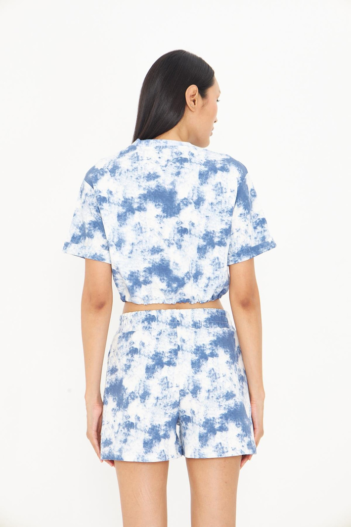 Desenli Bağlamalı Modal T-Shirt