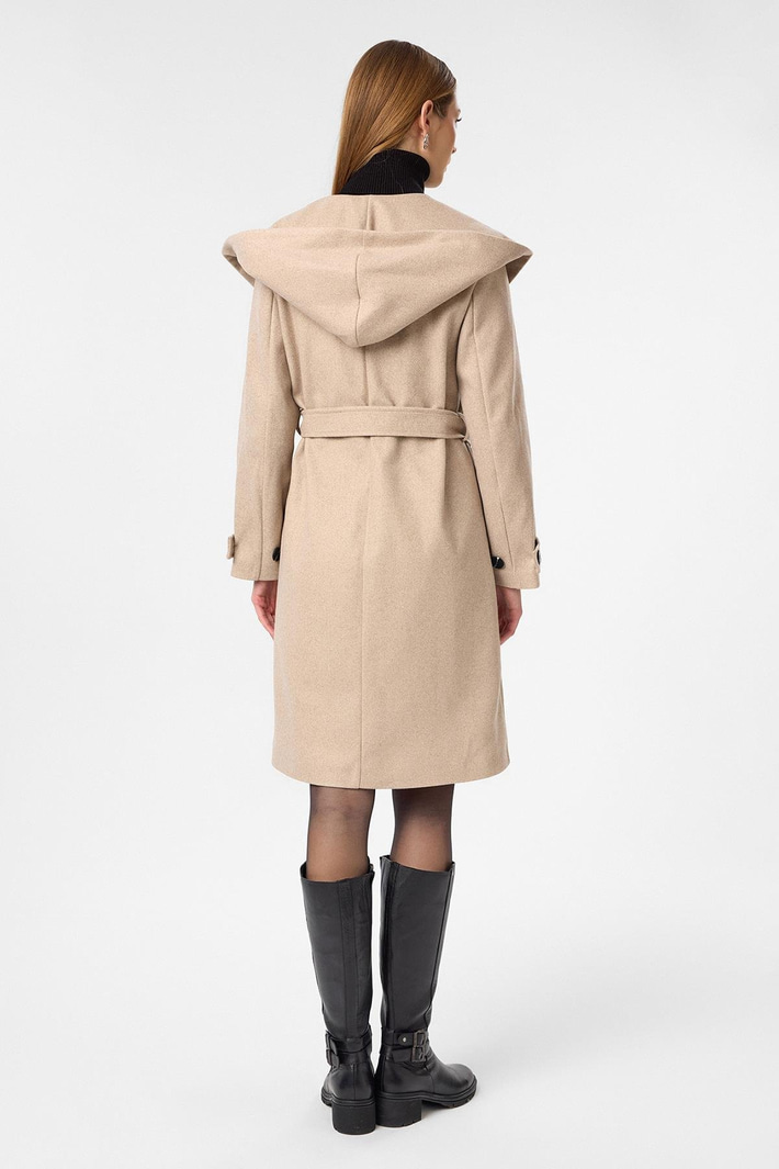 Kapüşonlu Kaşe Kaban