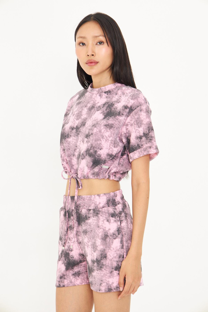 Desenli Bağlamalı Modal T-Shirt