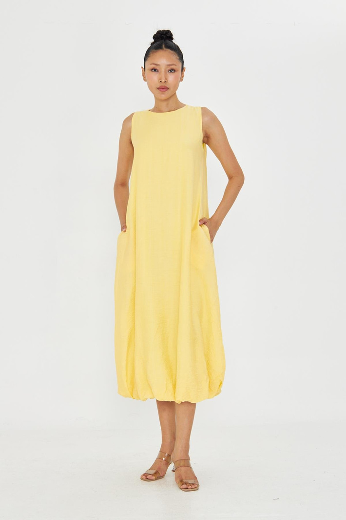 Sıfır Kol Balon Etekli Elbise