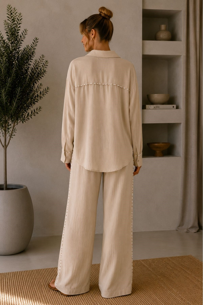 Şeritli Müslin Pantolon