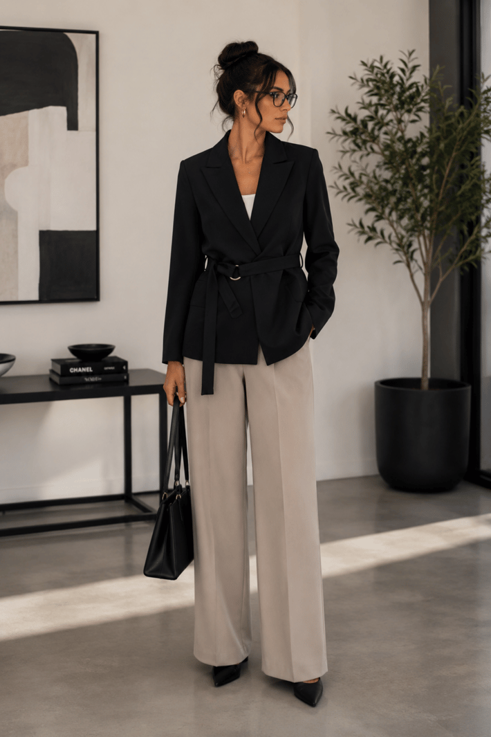 Kuşak Detaylı Blazer Ceket