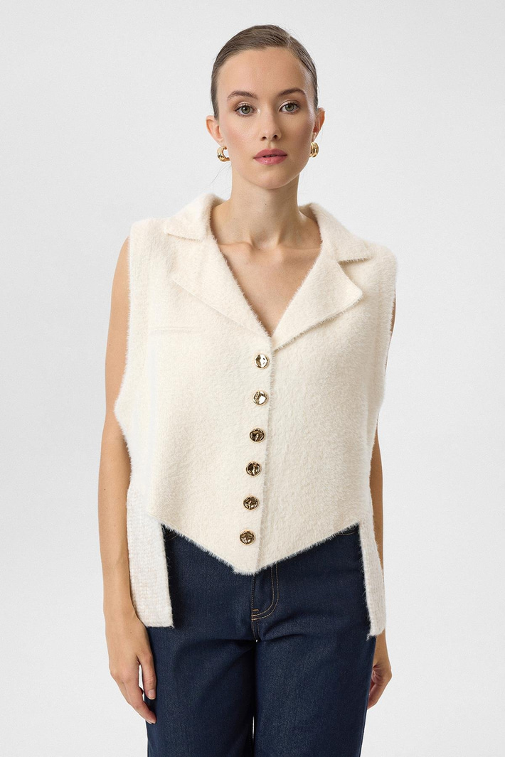 Kruvaze Yaka Oversize Yelek