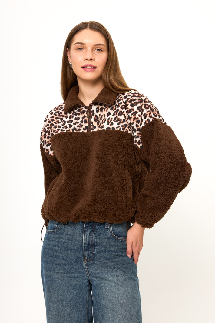 Yarım Fermuarlı Kapitoneli Sweatshirt