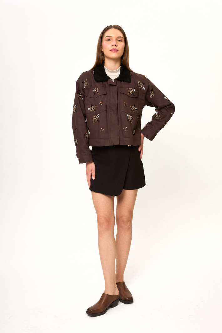 Nakış İşlemeli Gabardin Ceket