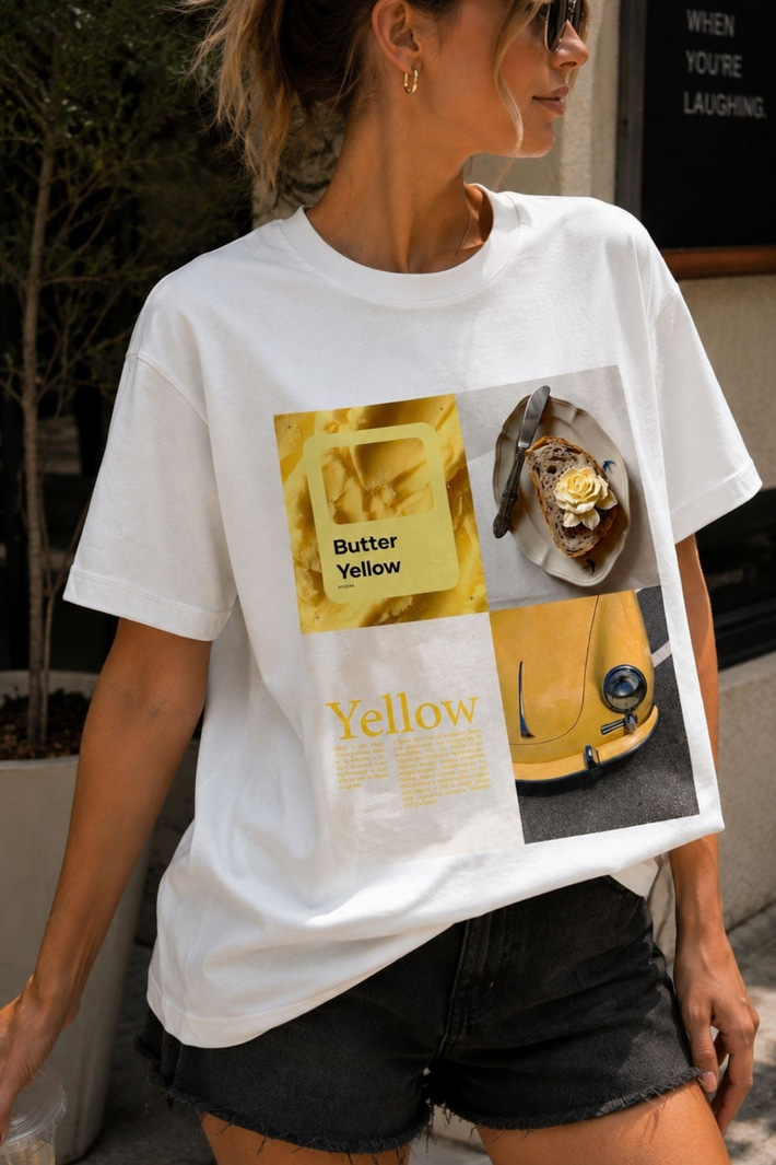 Yellow Baskılı Basic Tişört