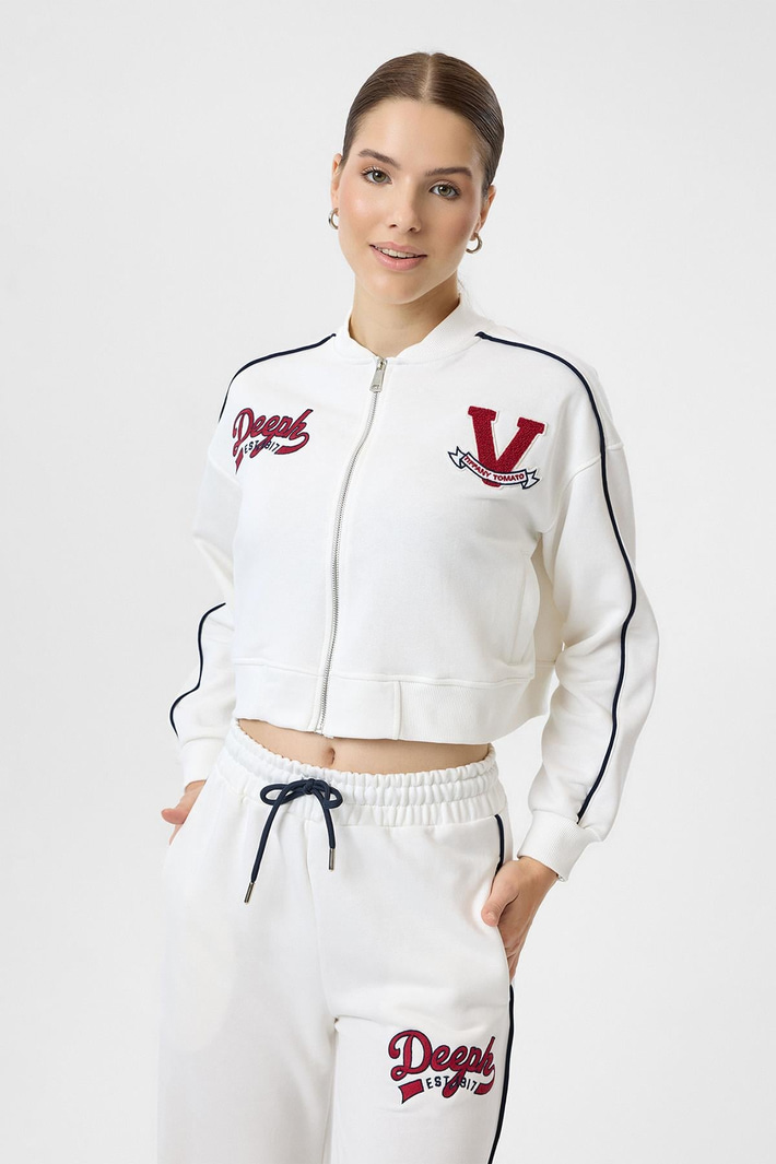 Baskılı Fermuarlı Sweatshirt