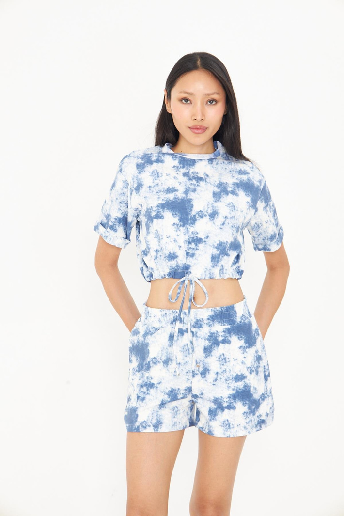 Desenli Bağlamalı Modal T-Shirt