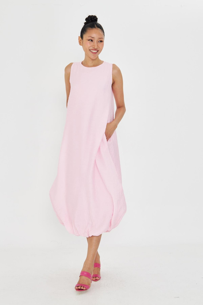 Sıfır Kol Balon Etekli Elbise