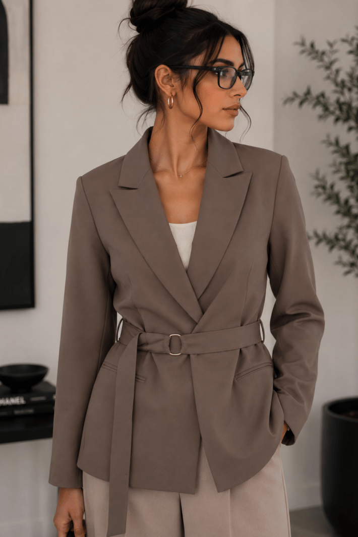 Kuşak Detaylı Blazer Ceket