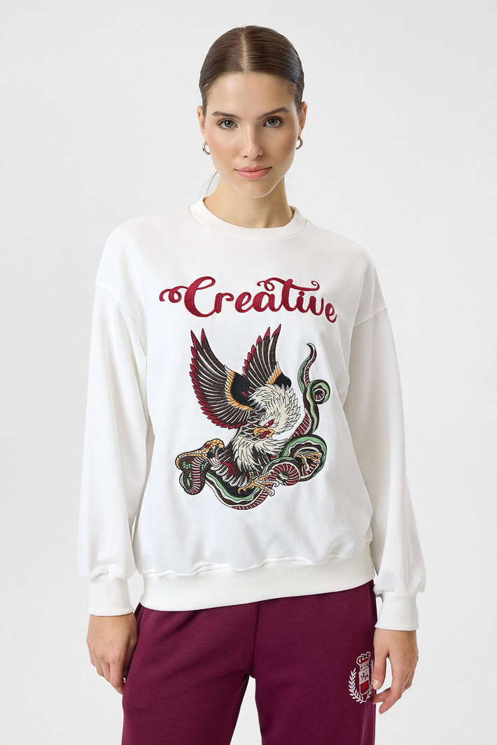 Creative Kartal Nakışlı Sweatshirt