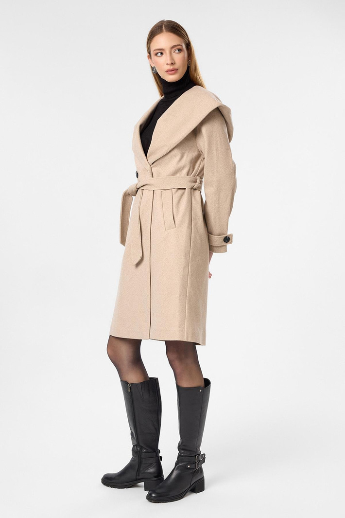 Kapüşonlu Kaşe Kaban