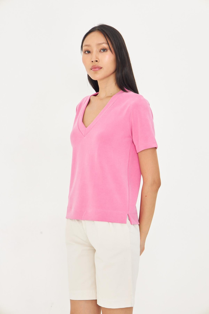 V Yaka Oversize Modal T-Shirt