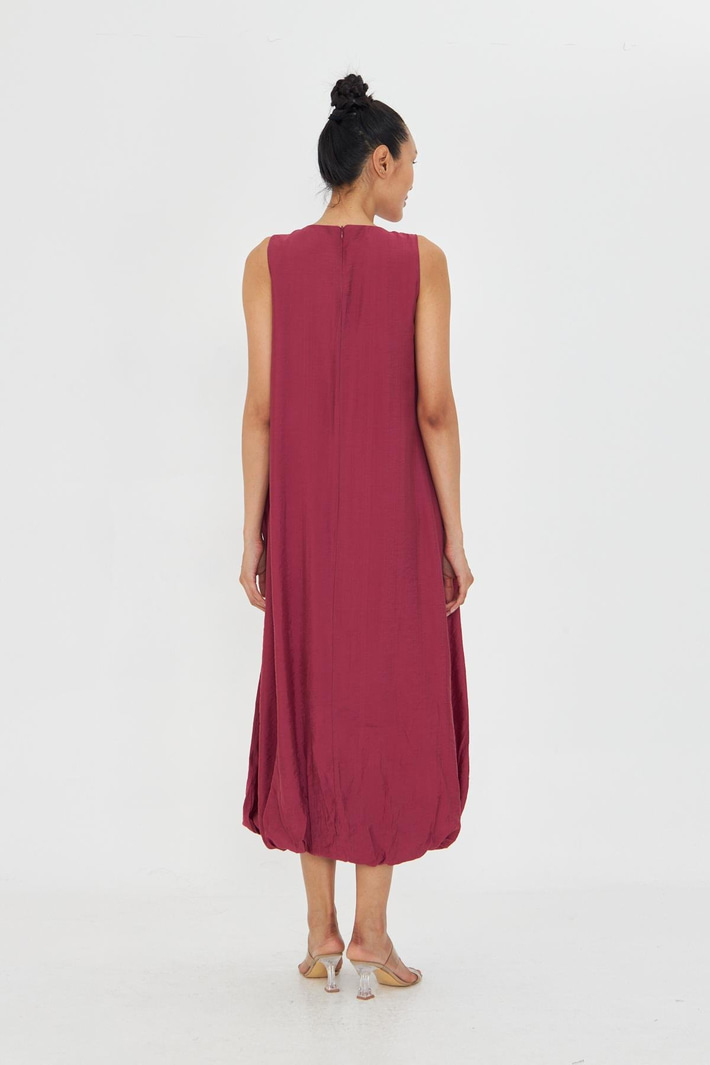 Sıfır Kol Balon Etekli Elbise