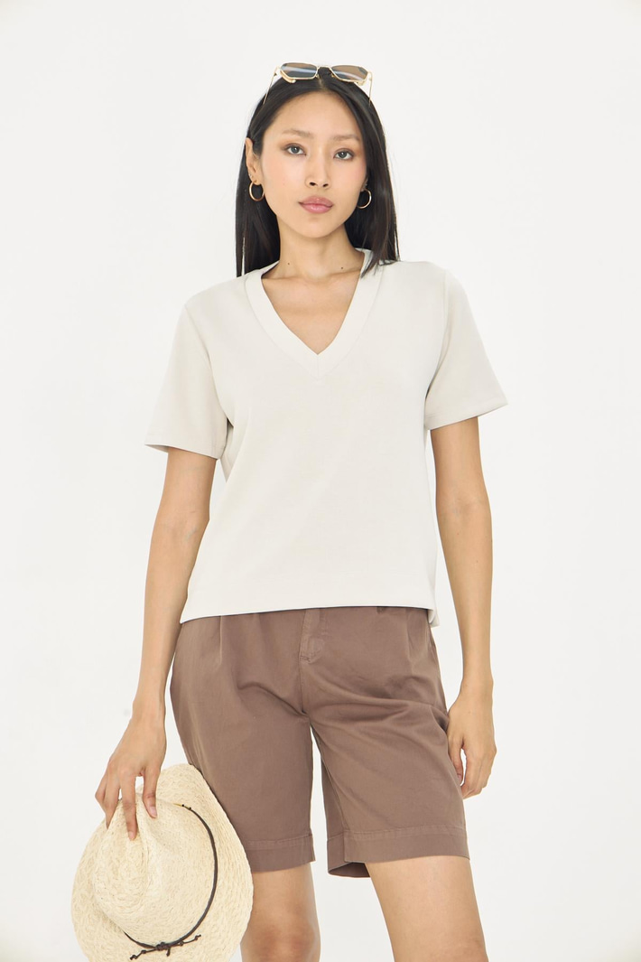 V Yaka Oversize Modal T-Shirt