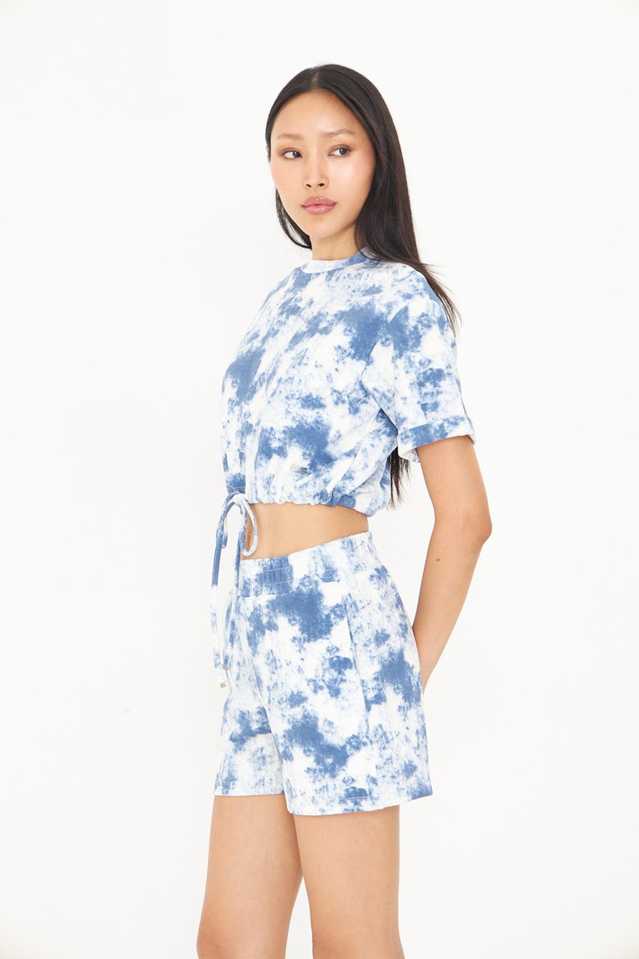 Desenli Bağlamalı Modal T-Shirt