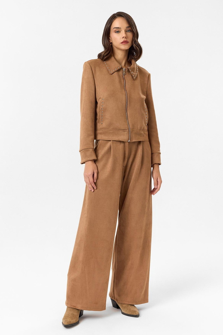 Bol Paça Süet Pantolon