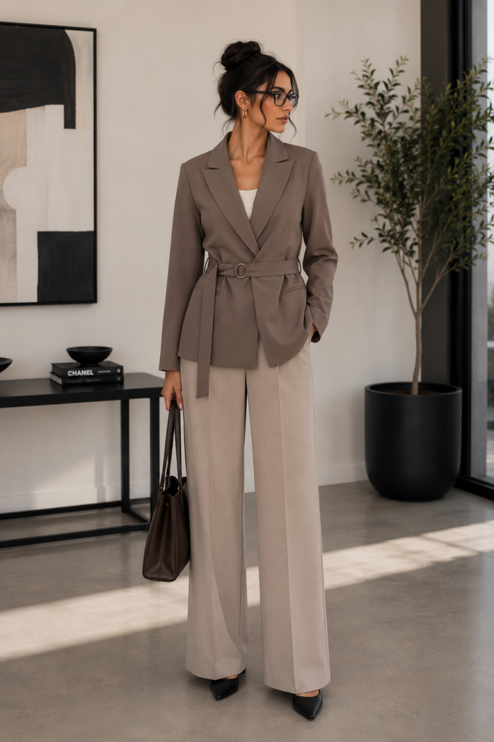 Kuşak Detaylı Blazer Ceket