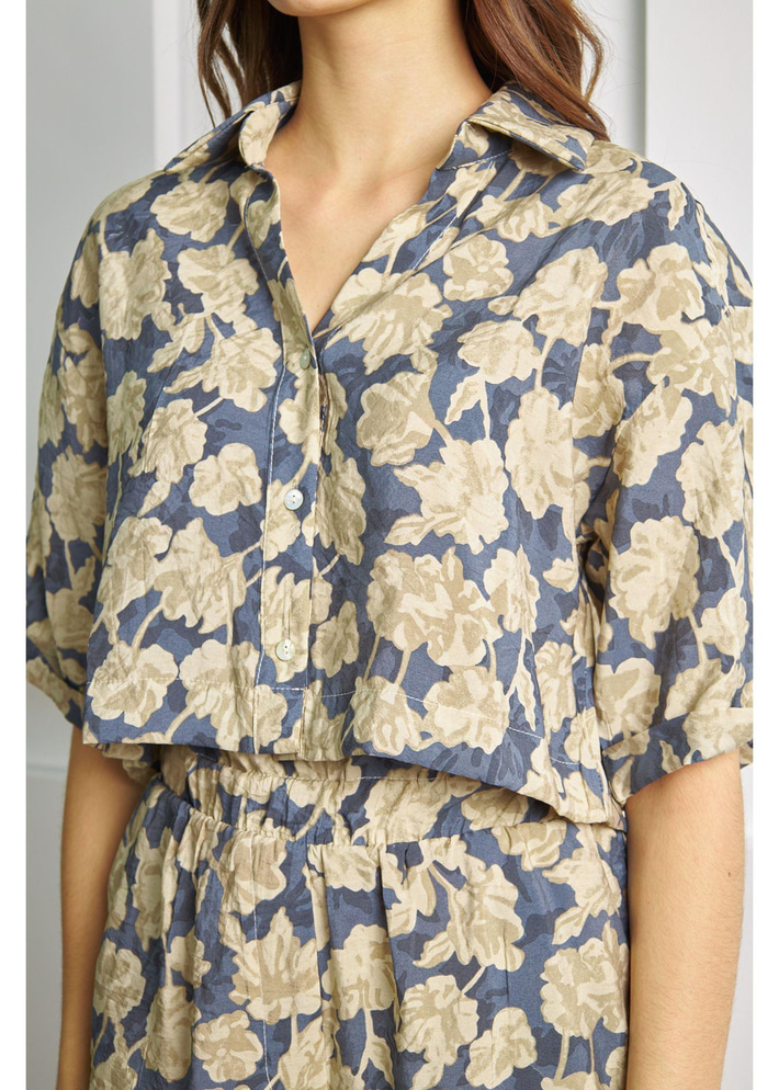 Basklı Kolu Duble Katlamalı Gömlek 