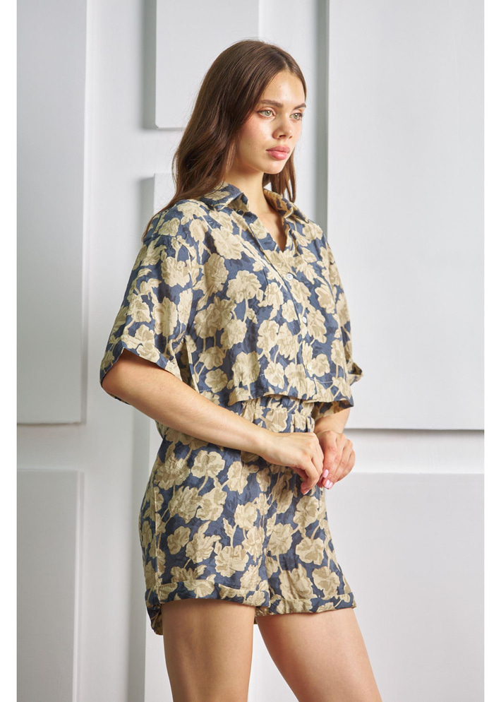 Basklı Kolu Duble Katlamalı Gömlek 