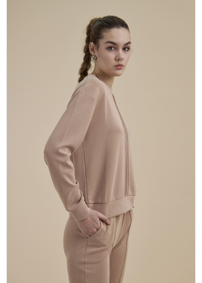 Bisiklet Yaka Uzun Kol Modal Sweatshirt