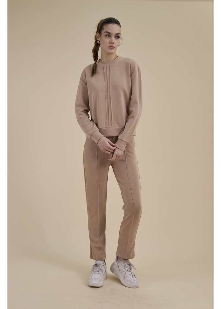 Bisiklet Yaka Uzun Kol Modal Sweatshirt