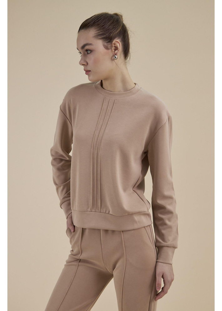 Bisiklet Yaka Uzun Kol Modal Sweatshirt