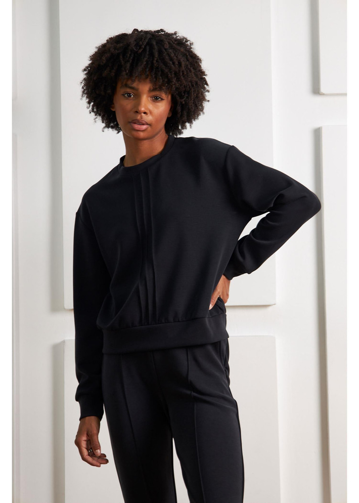 Bisiklet Yaka Uzun Kol Modal Sweatshirt