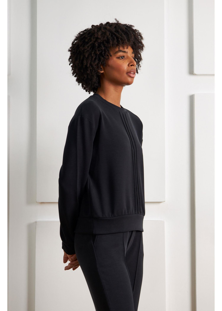 Bisiklet Yaka Uzun Kol Modal Sweatshirt