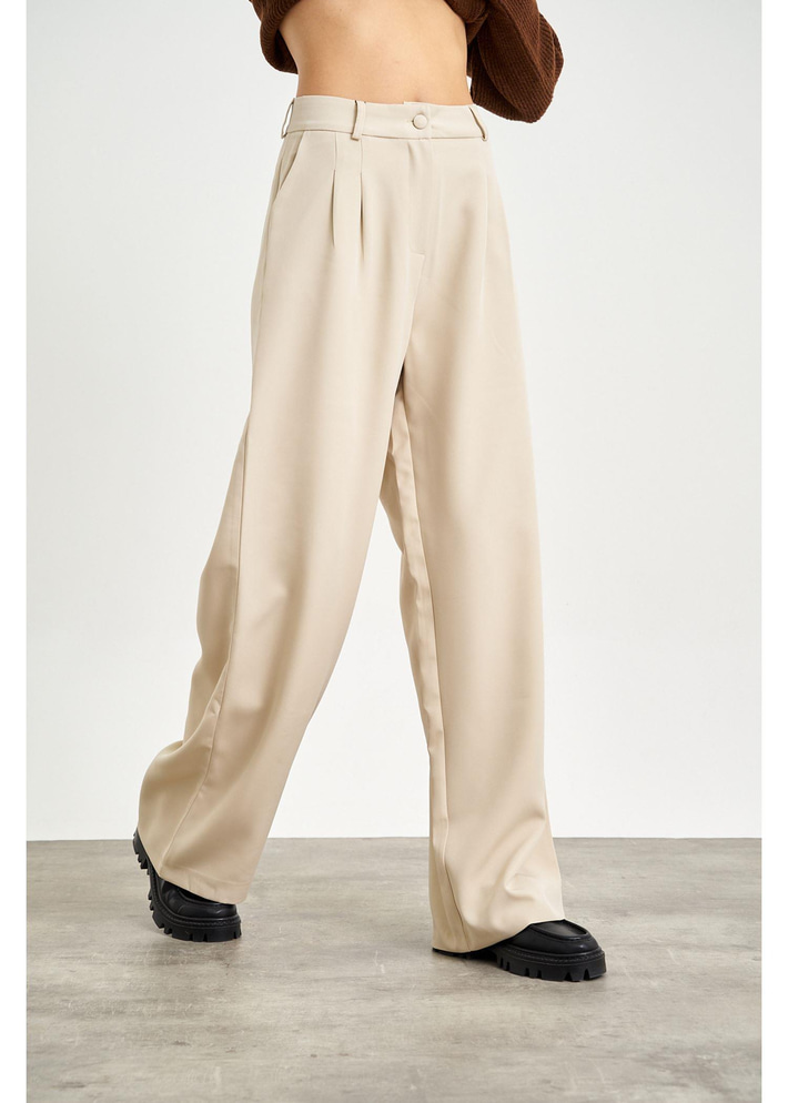 Bol Paça Önü Pileli Atlas Pantolon