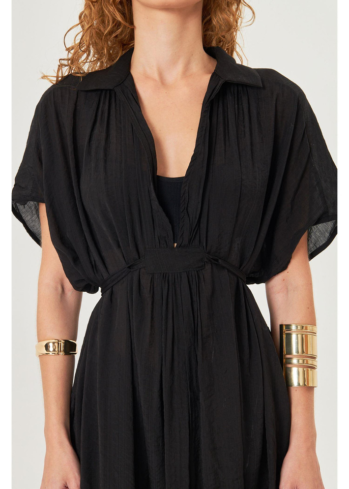 Büzgülü Açık Yaka Kimono 