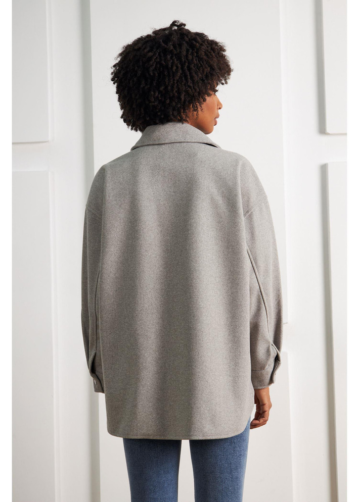 Çıtçıtlı Melanjlı Kaşe Gömlek 