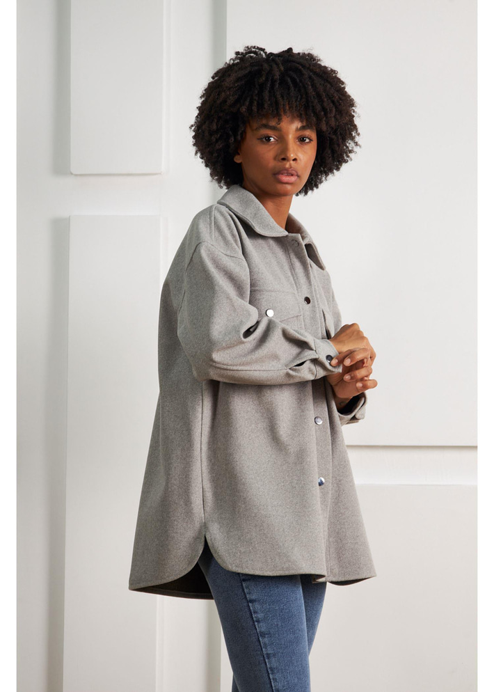 Çıtçıtlı Melanjlı Kaşe Gömlek 