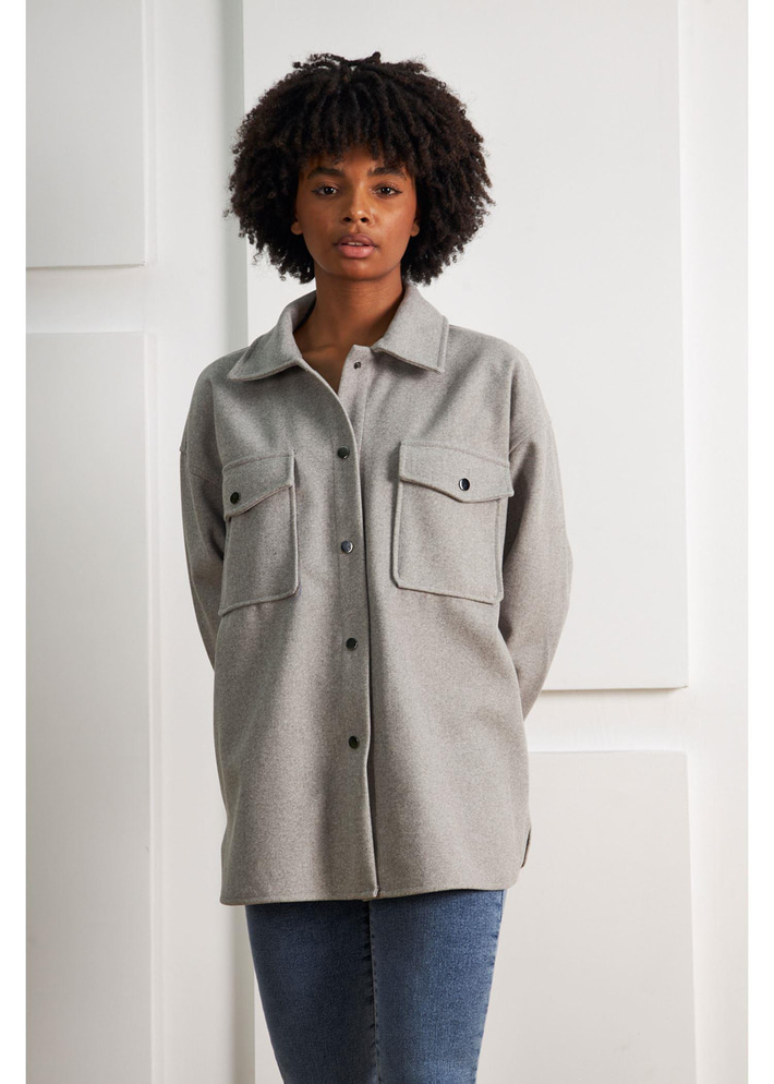 Çıtçıtlı Melanjlı Kaşe Gömlek 