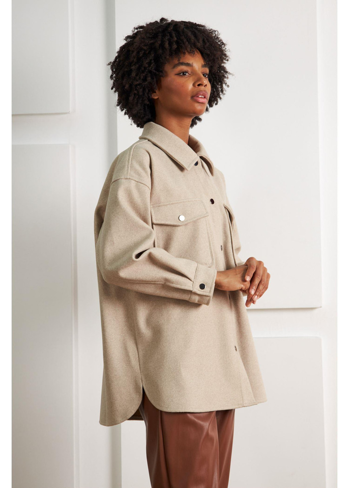 Çıtçıtlı Melanjlı Kaşe Gömlek 