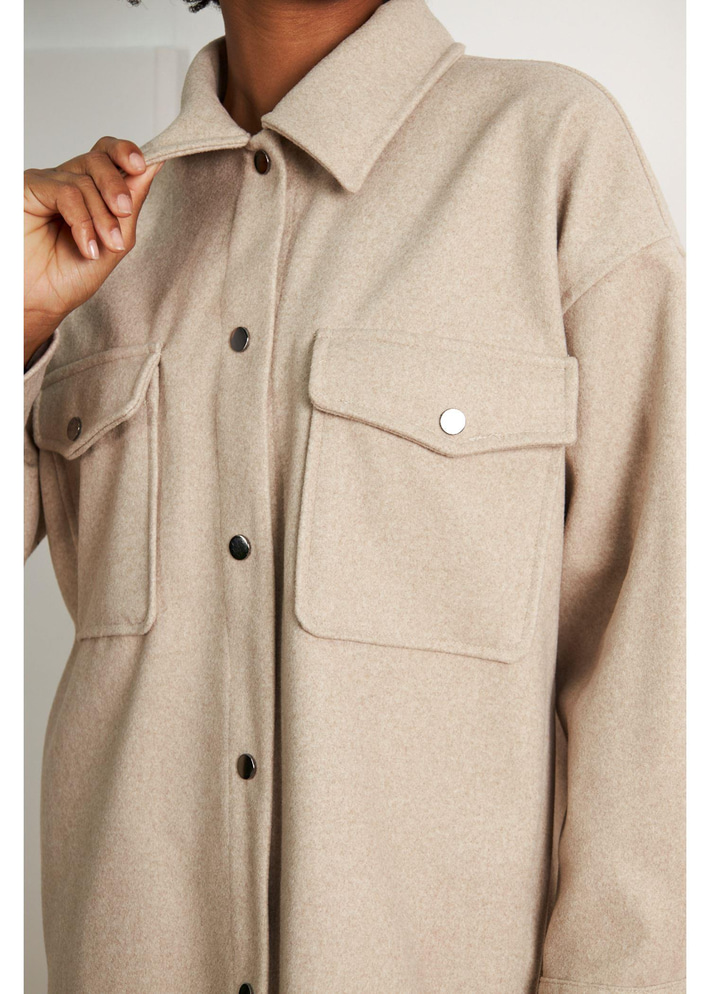 Çıtçıtlı Melanjlı Kaşe Gömlek 