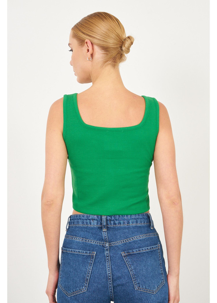 Çizgi Detaylı Askılı Kaşkorse Crop