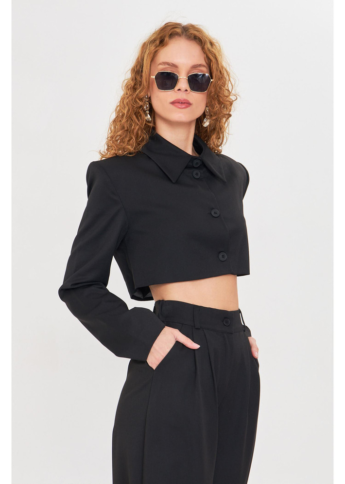 Düğmeli Crop Blazer Ceket 