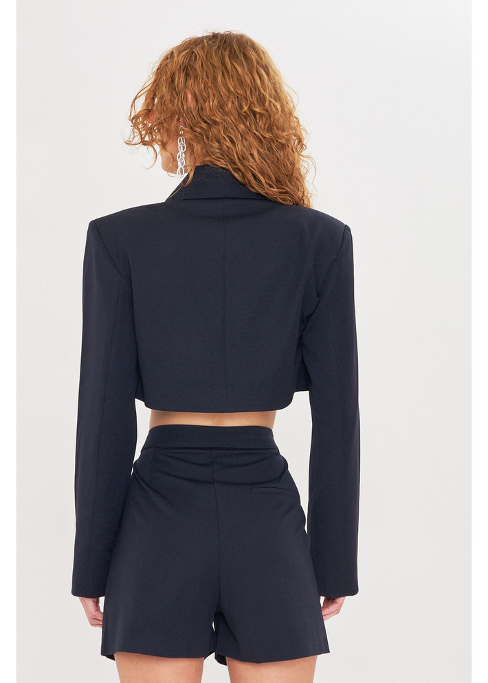 Düğmeli Crop Blazer Ceket 