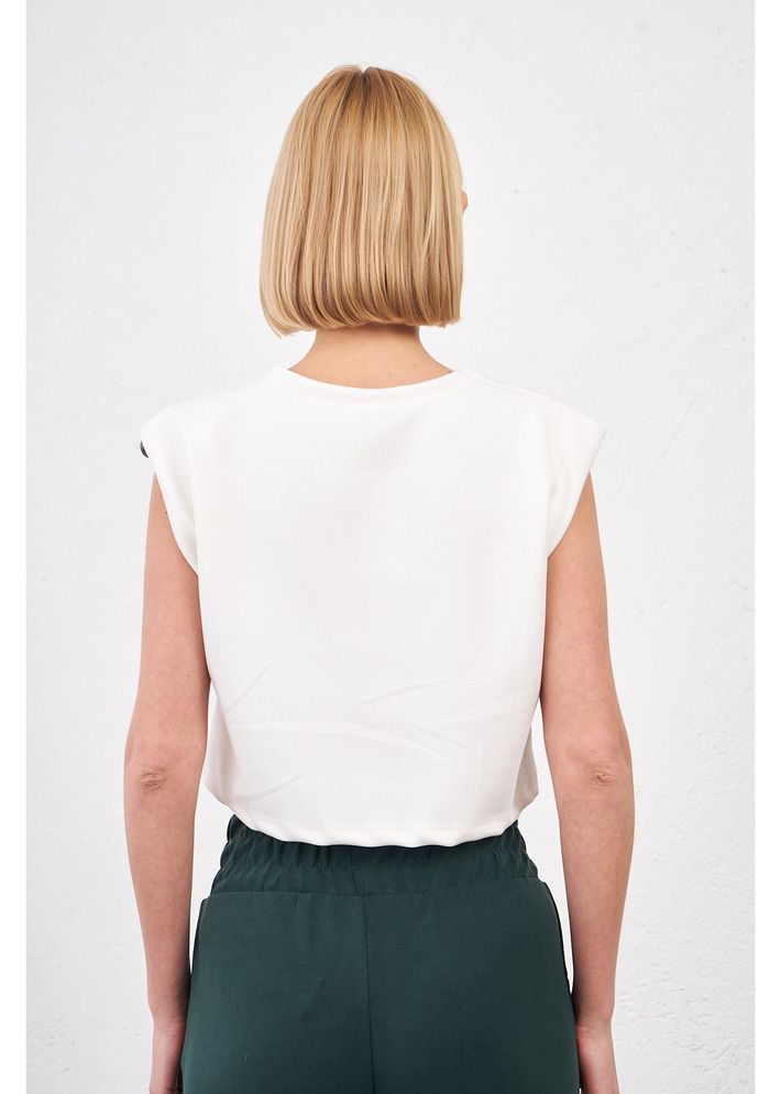 Düğmeli Sıfır Kol Modal Crop Bluz