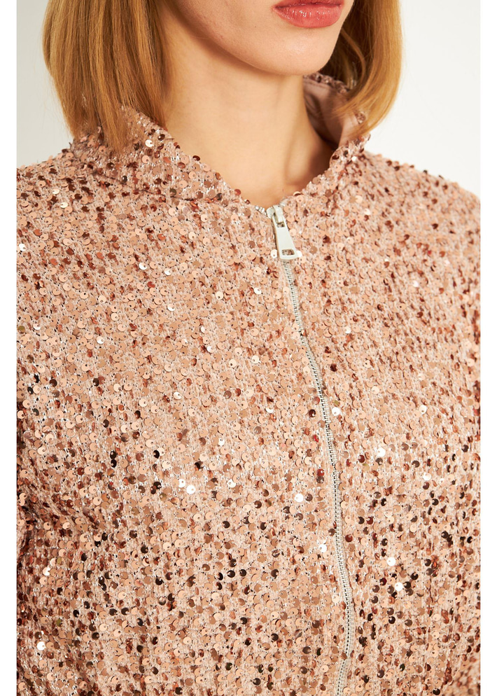 Fermuarlı Kadife Pul Payet Ceket 