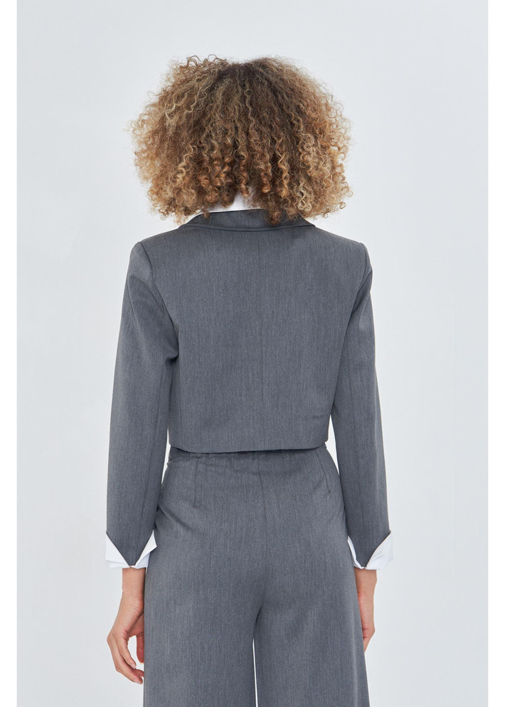 Gömlek Garnili Kısa Ceket 