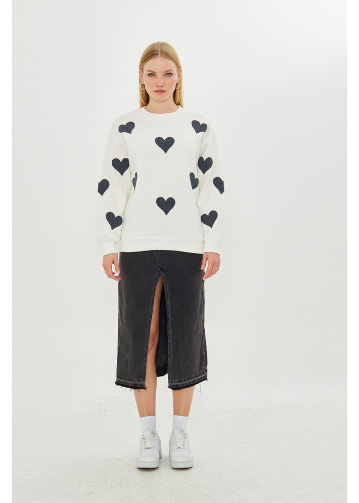 Kalp Baskılı Sweatshirt 