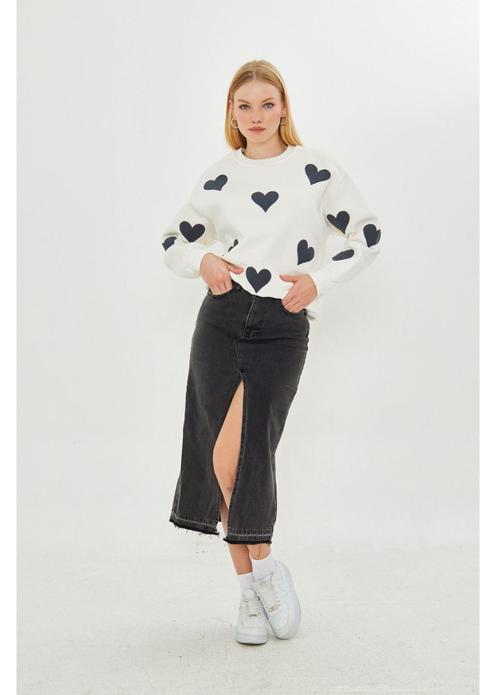 Kalp Baskılı Sweatshirt 